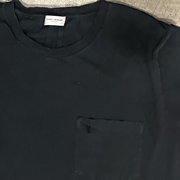 Saint Laurent Black Pocket T-shirt with Logo Size Large - Picture 2 of 6